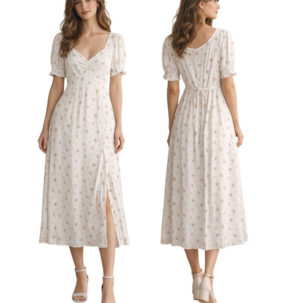 Mixed Threads Milkmaid Dress‎ Womens S White Dainty Floral Feminine Coquette